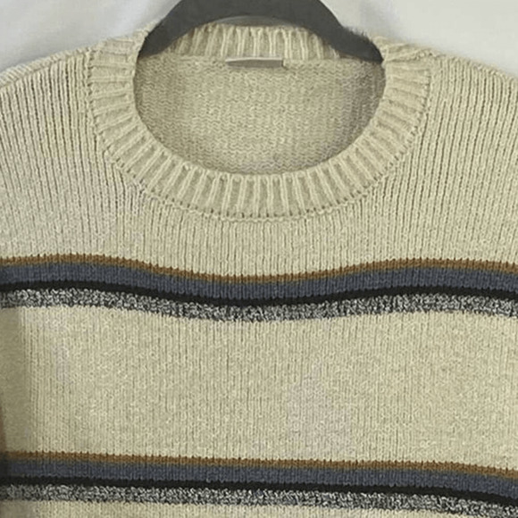 Others Follow Crew Sweater Striped SZ S Brown Cottagecore Neutral Minimalist - Picture 3 of 8